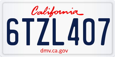 CA license plate 6TZL407