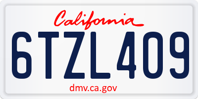 CA license plate 6TZL409