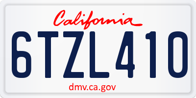 CA license plate 6TZL410