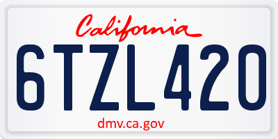 CA license plate 6TZL420