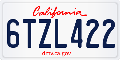 CA license plate 6TZL422