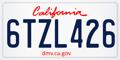 CA license plate 6TZL426