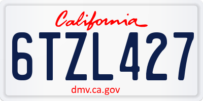 CA license plate 6TZL427
