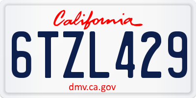CA license plate 6TZL429