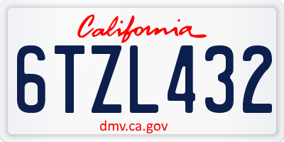 CA license plate 6TZL432