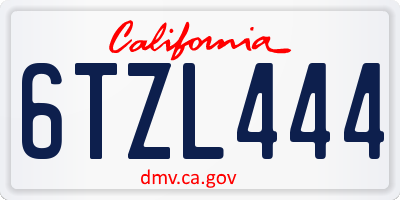CA license plate 6TZL444