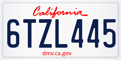 CA license plate 6TZL445