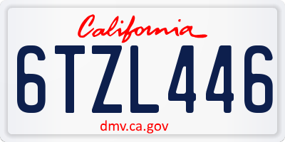 CA license plate 6TZL446