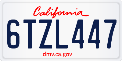 CA license plate 6TZL447