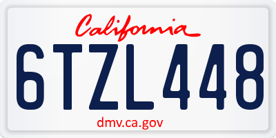 CA license plate 6TZL448