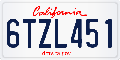 CA license plate 6TZL451