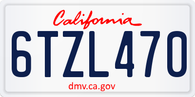 CA license plate 6TZL470