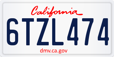 CA license plate 6TZL474