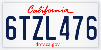 CA license plate 6TZL476