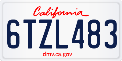 CA license plate 6TZL483