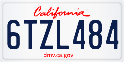 CA license plate 6TZL484