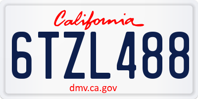 CA license plate 6TZL488