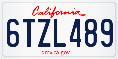 CA license plate 6TZL489