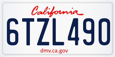 CA license plate 6TZL490