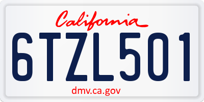 CA license plate 6TZL501