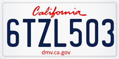 CA license plate 6TZL503