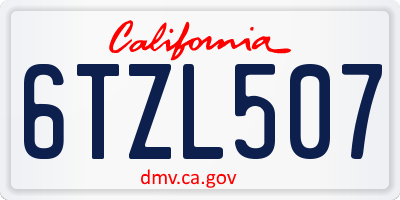 CA license plate 6TZL507