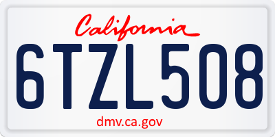 CA license plate 6TZL508