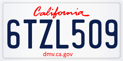 CA license plate 6TZL509