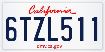 CA license plate 6TZL511