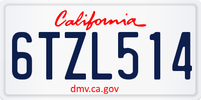 CA license plate 6TZL514