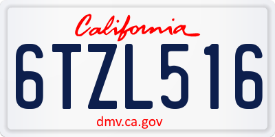 CA license plate 6TZL516