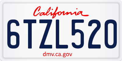 CA license plate 6TZL520