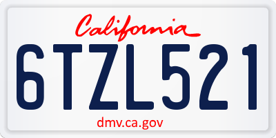 CA license plate 6TZL521