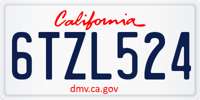CA license plate 6TZL524