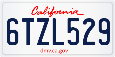 CA license plate 6TZL529