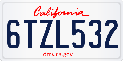 CA license plate 6TZL532