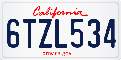 CA license plate 6TZL534