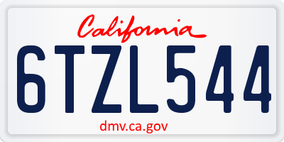 CA license plate 6TZL544