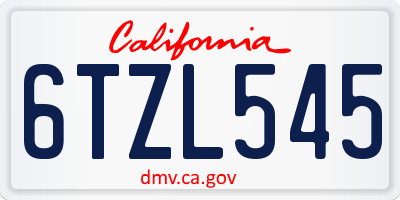 CA license plate 6TZL545