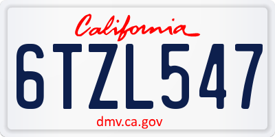 CA license plate 6TZL547