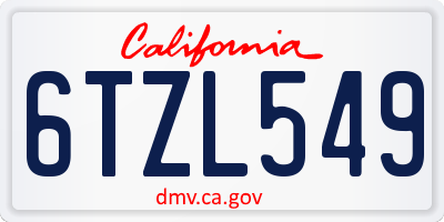 CA license plate 6TZL549