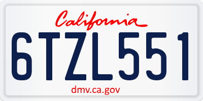 CA license plate 6TZL551