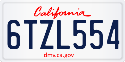 CA license plate 6TZL554