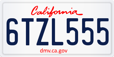 CA license plate 6TZL555