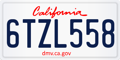 CA license plate 6TZL558