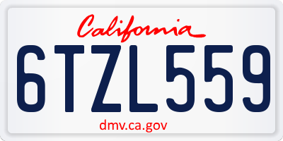 CA license plate 6TZL559