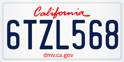 CA license plate 6TZL568