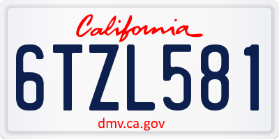 CA license plate 6TZL581