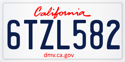 CA license plate 6TZL582