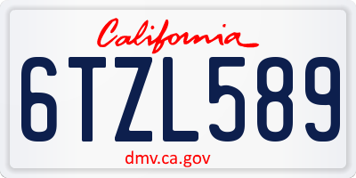 CA license plate 6TZL589